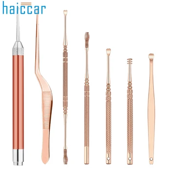 

7Pcs Stainless Steel Ear Pick Earpick Wax Curette Remover Ear Cleaner Spoon Spiral Ear Clean Tool Ear A BOX Full 1O25