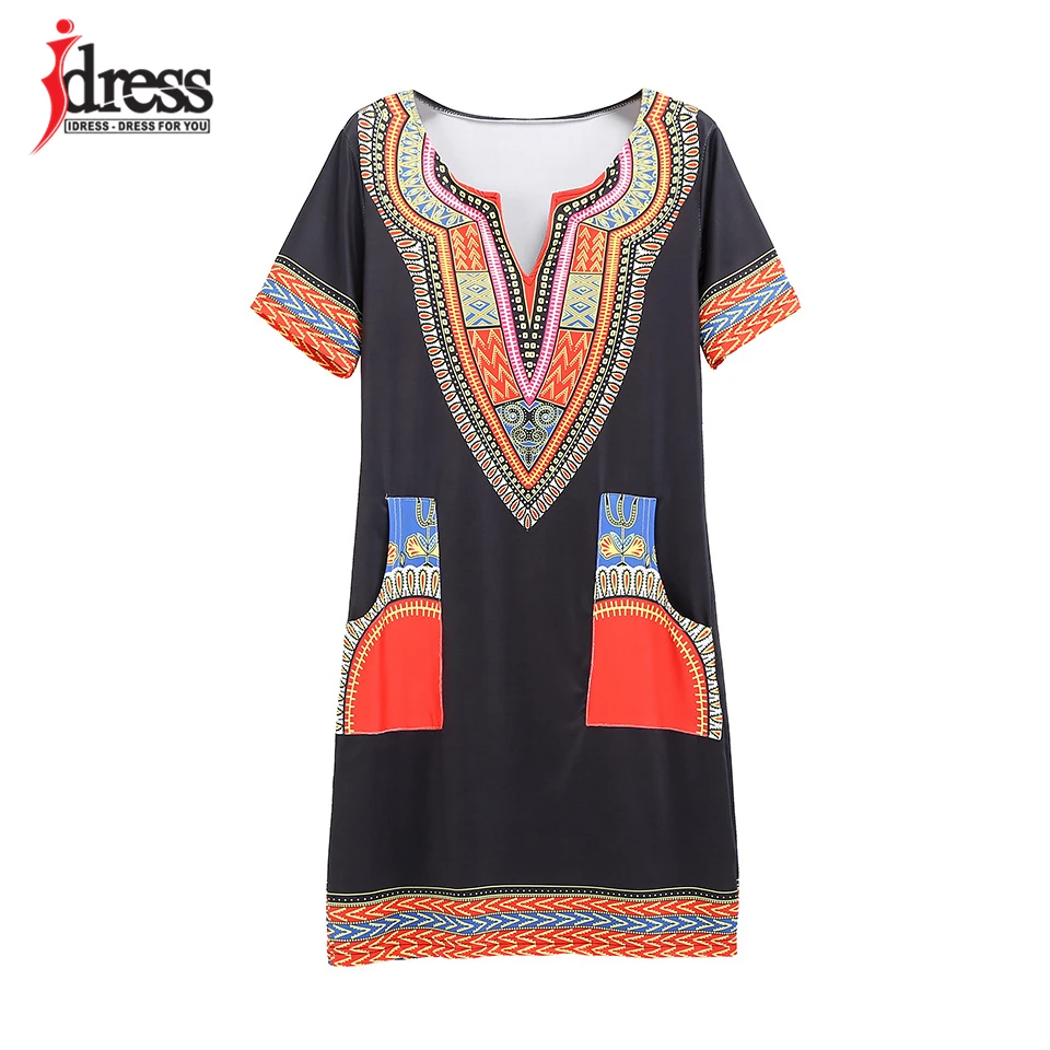 IDress S-XXXL Plus Size Sexy Casual Summer Dress Women Short Sleeve Party Dresses 2017 Black Vintage Traditional Printed Dresses (15)