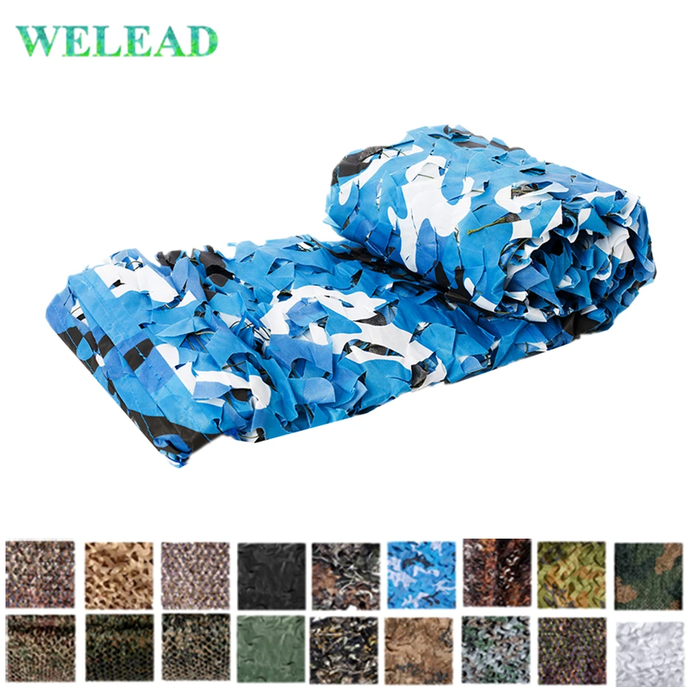 

WELEAD 18 Colors 7x9 Reinforced Camouflage Net Outdoor Awning Garden Gazebo Shade Fete Roof Mesh Canopy Cover Party 7*9 9*7 9x7