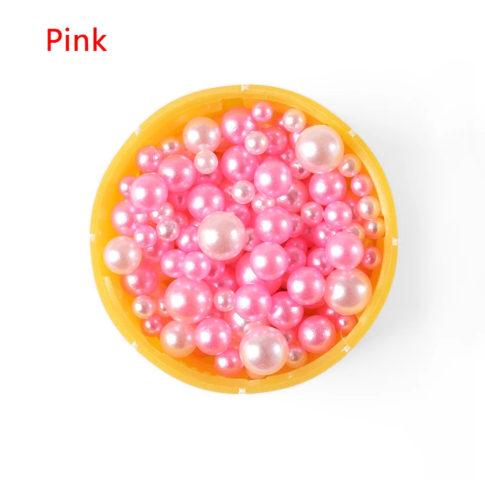 500Pcs/Bag 2.5-5mm Mix Rainbow Color Round UV Resin Imitation Pearl Beads No Hole Loose Beads DIY Jewelry Necklace Making Craft - Цвет: Pink