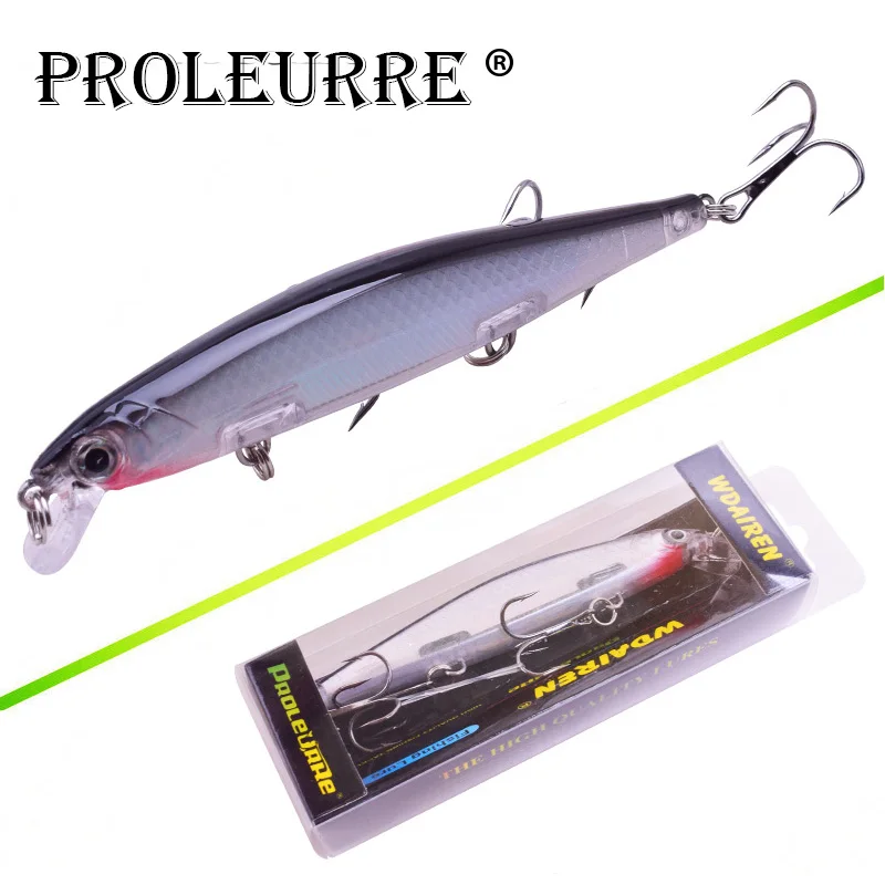 Proleurre 1PCS Minnow Fishing Lure Laser Hard Artificial Bait 3D Eyes 11cm 14g Fishing Wobblers diving 0.2m-1m Crankbait Minnows