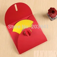 40 шт/Партия красная крафт-бумага раскладушка Складная щелевая любовь оснастки дизайн CD конверт-открытка сумка 130*130 мм