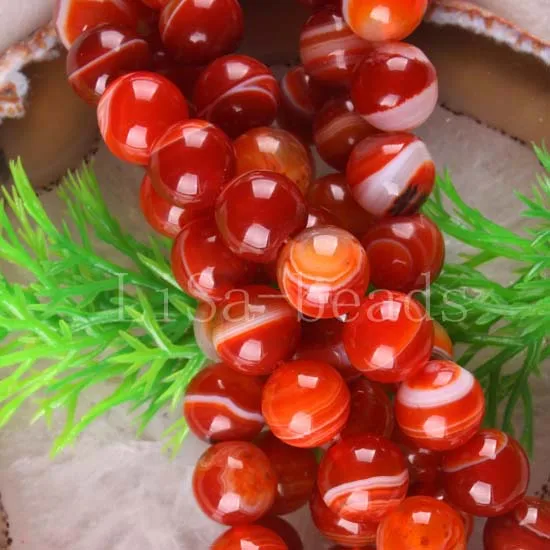Fashion Jewelry Round Red 10MM Veins Onyx Loose Beads Strand 15.5&quot (40beads) G036 | Украшения и аксессуары