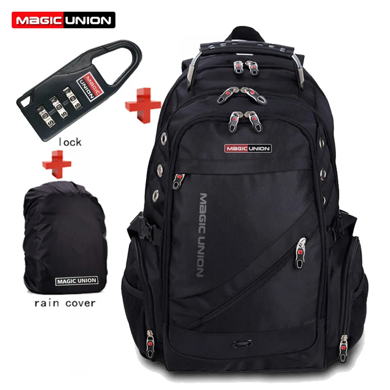 MAGIC UNION Brand Men's Travel Bag Man Backpack Polyester Bags Waterproof Shoulder Bags Computer Packsack With Lock Raincover
