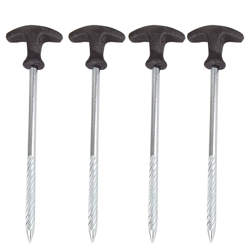

For Camping Tent Pegs Wind Resistance For Hard Frozen Soil Iron Anti-rust Travel Tent Nail T-Shape Screw Endurable Lengthening
