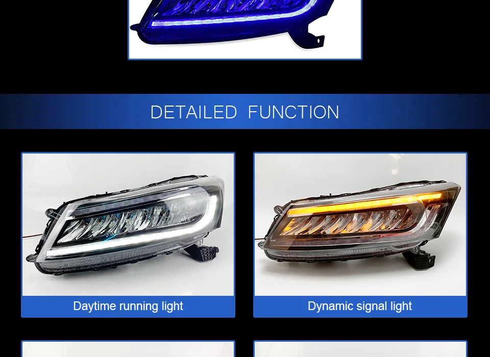 Farol para Honda Tuning Carros Accord 2008-2020 Faróis Led Completo Drl Luzes Running Bi-xenon Feixe Sinal Dinâmico Akd g8 6 g8 2008-2013 faróis led completo drl luzes