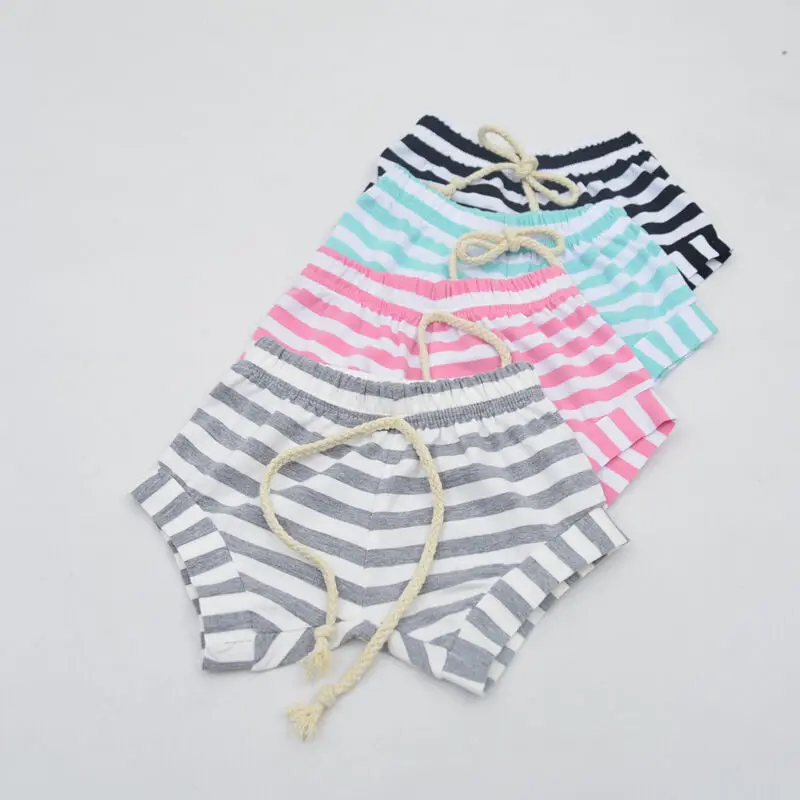 Cute baby lantern pants casual toddler boy girl shorts simple striped Jogging hot pants