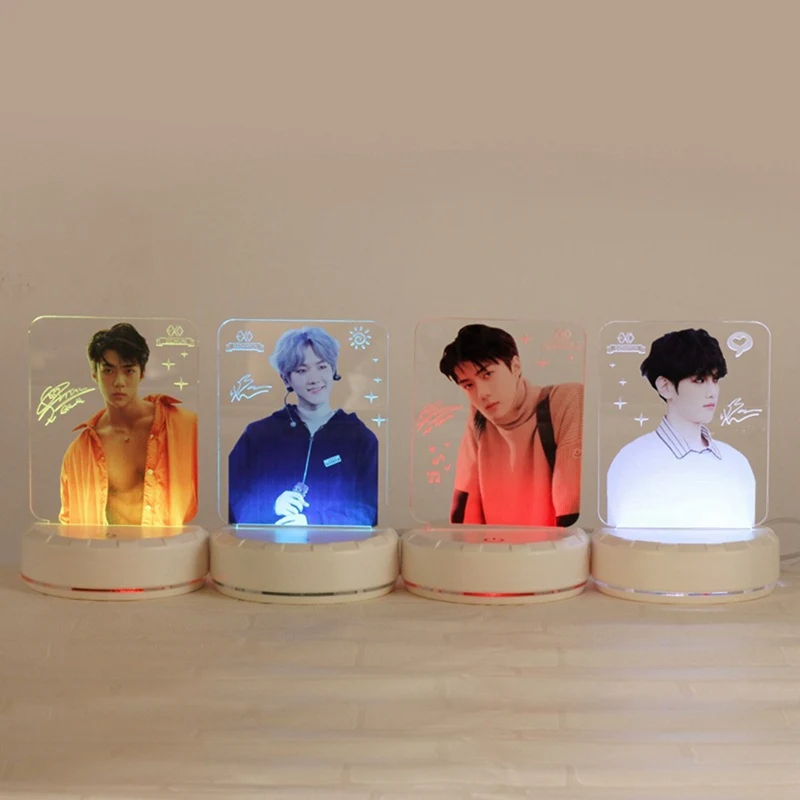 

EXO Members Kawaii Standing Action Figure Acrylic Stand Table Desk Lamp Board Fans Collection Stationery Set