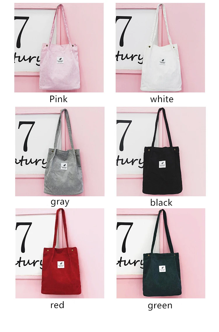 JIAOO Складная многоразовая женская сумка для покупок Вместительная женская Вельветовая Сумка-тоут женская Повседневная одноцветная сумка на плечо
