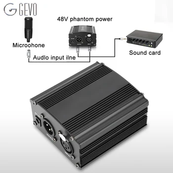 

GEVO phantom power 48v supply with adapter EU 3M audio XLR cable for condenser microphone studio music voice recording equipment