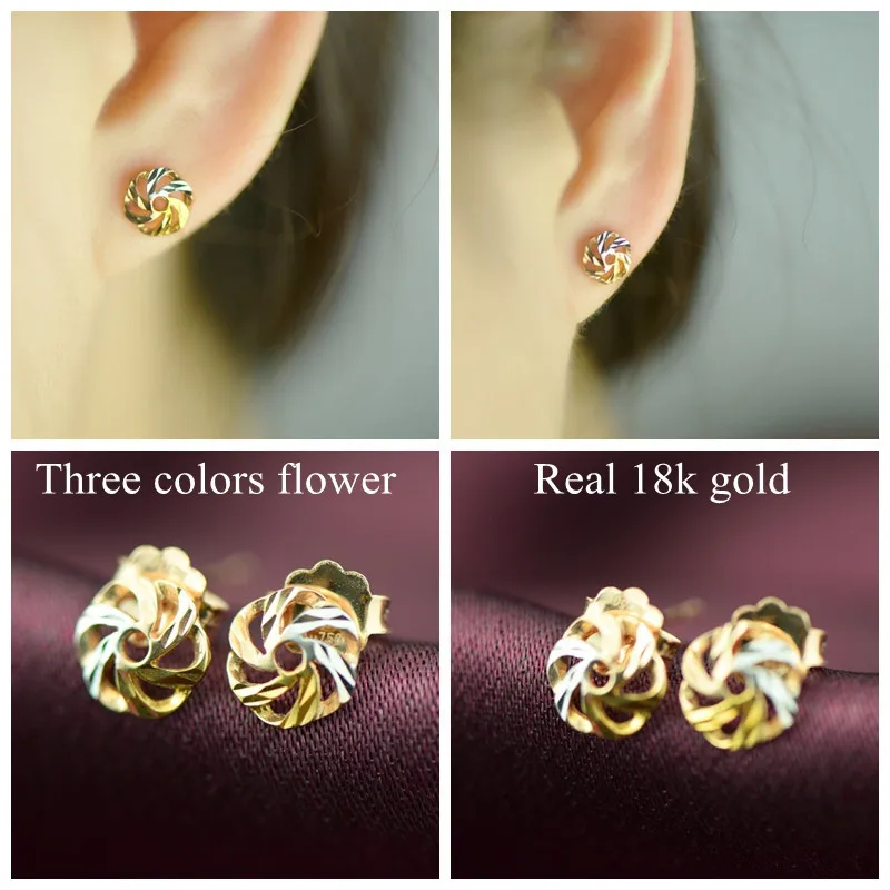 Женские серьги в виде цветка однотонные золотистые 18 К 1 г 3 цвета|earrings designer|earrings