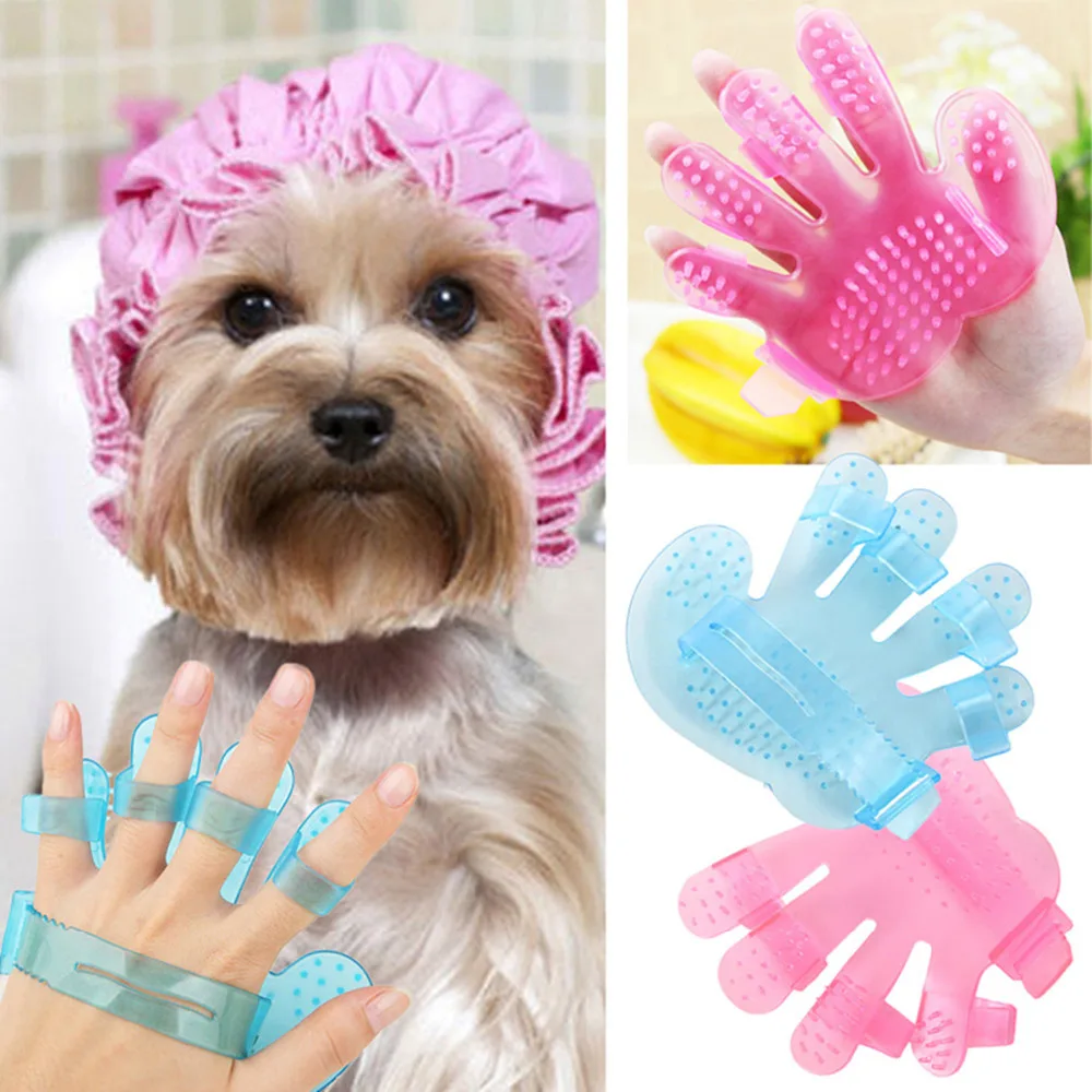 

1PC Pet Grooming Cleaning Bath Brush Puppy Dog Cat Shower Massage Brush Comb Hand Shaped Glove Comb Pet Products Color At Random