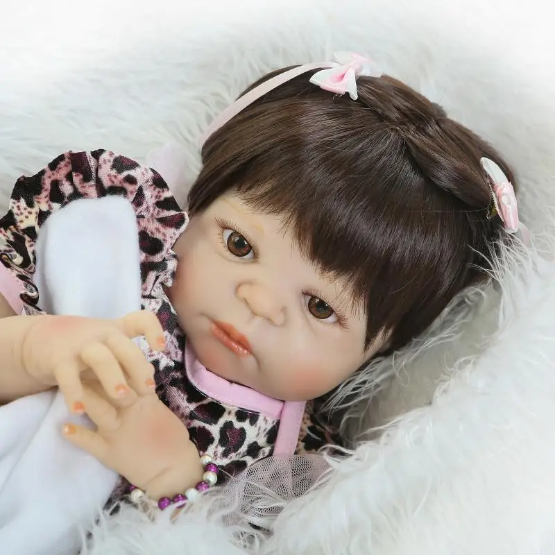 New Design 57cm  Full Silicone Reborn Baby Doll With Fashion One Piece Dress Non- toxic Baby Alive Doll For Child As Brinquedos
