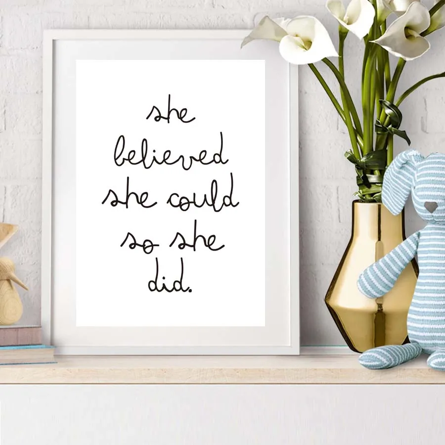 Inspirational Quote She Believed Could So Did Modern Inspirational Quote She Believed Could So Did Modern Minimalist Picture Poster Canvas Wall Paintinghome Decor No Frame In Painting Calligraphy