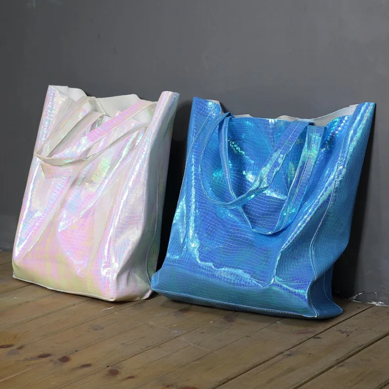 

Single Style Brief Women Vintage Handbag Laser Hologram Shoulder Bag Big Capacity Handbag Casual Tote