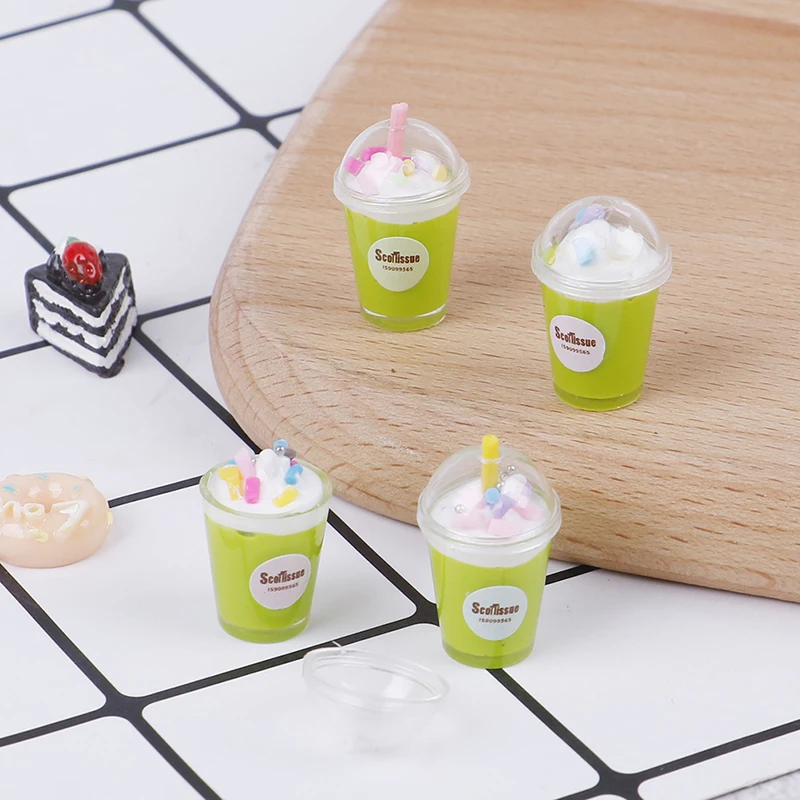 

1Pcs Mini Food Cup Resin Cute Dollhouse Miniature Drink Ice Cream Cups Set Model Pretend Play Mini Simulation Toy Decoration