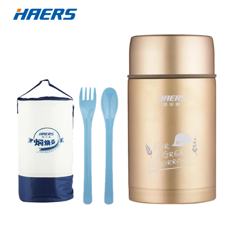 

Haers 1000ml Thermos Food Soup Noodles BPA Free 6 Hours Hot 6 Hours Cold Colorful With Bag Fork Spoon Thermos Stainless Steel