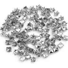100 шт панк рок DIY 6 мм серебро сплав заклепки в форме пирамиды пятна гвоздей Шипы Сумка Обувь ремесло для Сделай Сам кожевенное ремесло