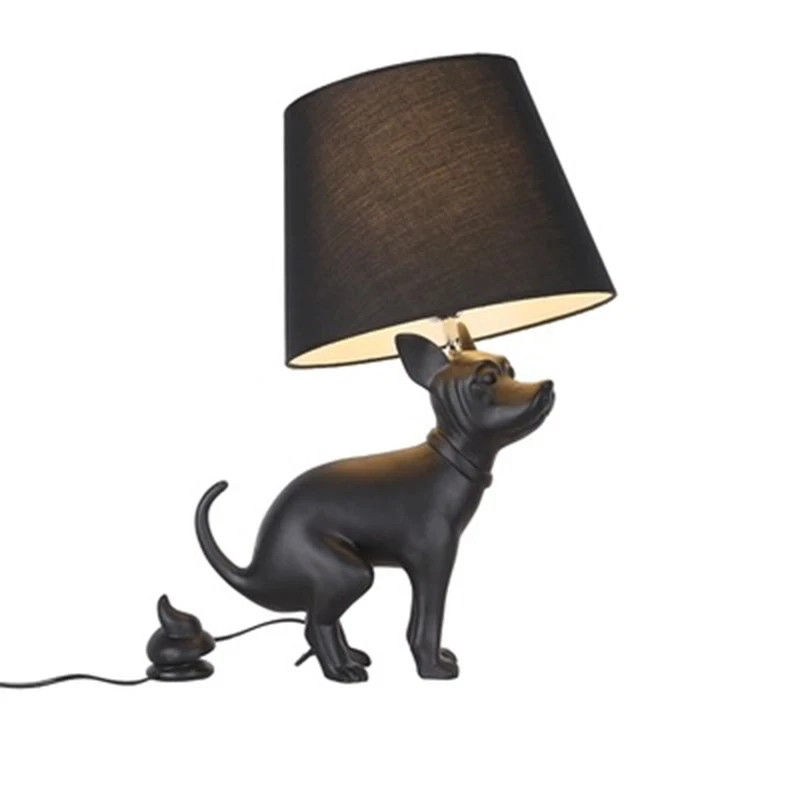 Современный минималистичный черный Abajur светодиодный настольный светильник для собак, светильник для спальни, Ac90-260v, настольная лампа из смолы - Цвет корпуса: black little dog