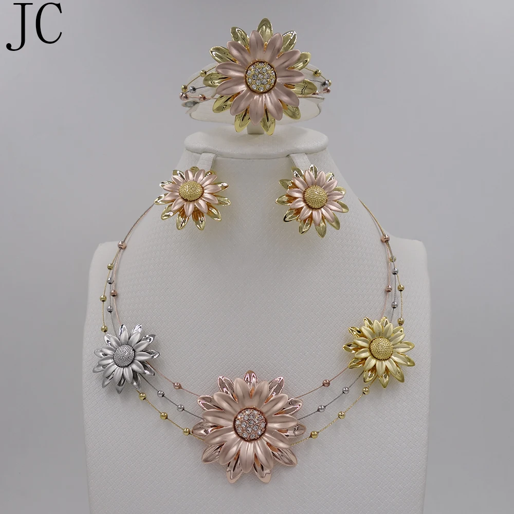 Высокое качество Parure Bijoux Femme настоящая Италия 750 розовое золото серебряный цвет
