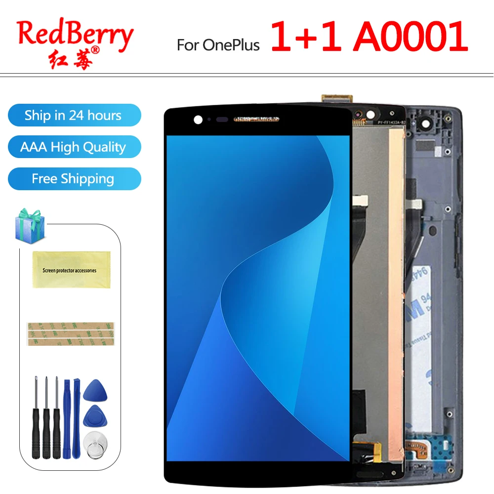 

For OnePlus One One Plus 1+ 1 A0001 Smartphone LCD Display Touch Screen Digitizer Full Assembly Replacement, Free Shipping