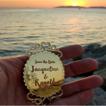 맞춤형 골드 아크릴 거울, 테이블 설정 아크릴 거울, 기념품 또는 선물용 날짜 저장