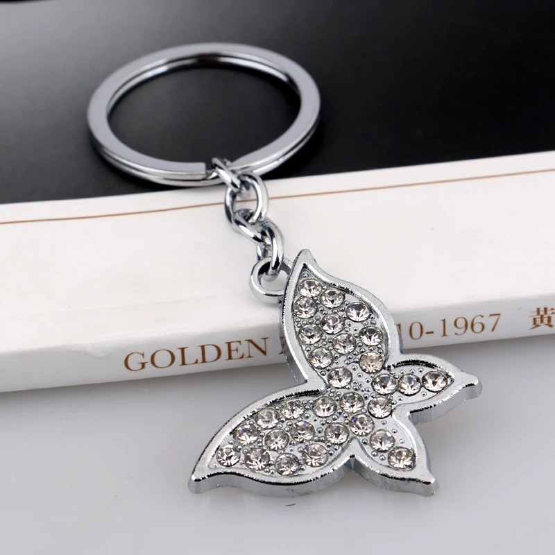 12 Pc/Lot Clear Rhinestone Pendant Keychain Key Ring Women Girl Animal