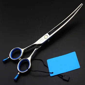 

custom logo 7 Inch left hand Cutting Scissors Shears hair Curved scissors Hairdressing Pet Scissors Two-tail Dogs Cats grooming