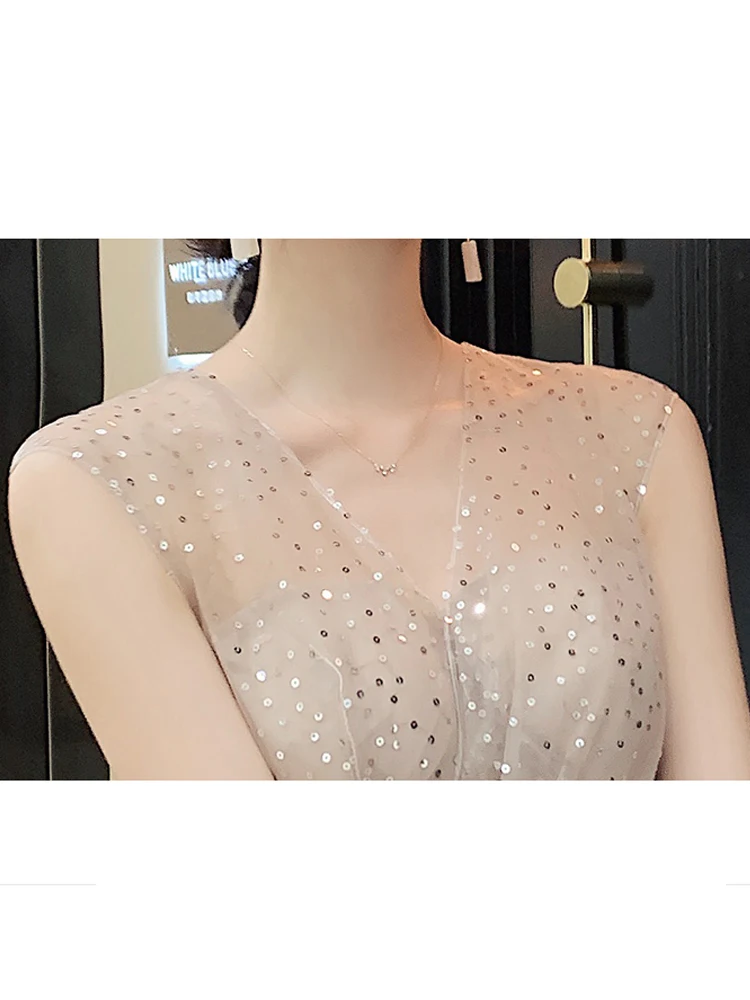 Платье для выпускного вечера с v-образным вырезом Vestidos de gala Sequin элегантные женские вечерние платья Плюс Размер без рукавов на молнии для выпускного вечера E723