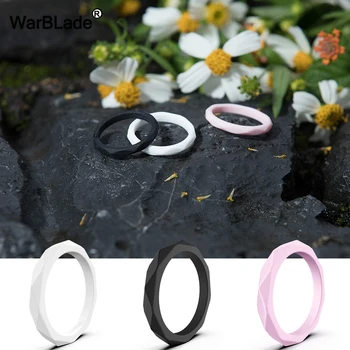 

WarBLade 3mm Food Grade FDA Silicone Rings Geometric Shape Hypoallergenic Flexible Rubber Finger Ring For Women Wedding Bands