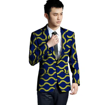 

Men Blazers High Quality Men Single Breasted Suit Jacket Dashiki Print Men African Party Clothing Ankara Wedding wear