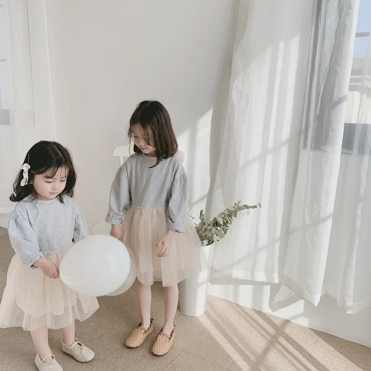 Корейское детское платье г. Весеннее детское свободное трикотажное платье в полоску вечерние платья принцессы для маленьких девочек на день рождения