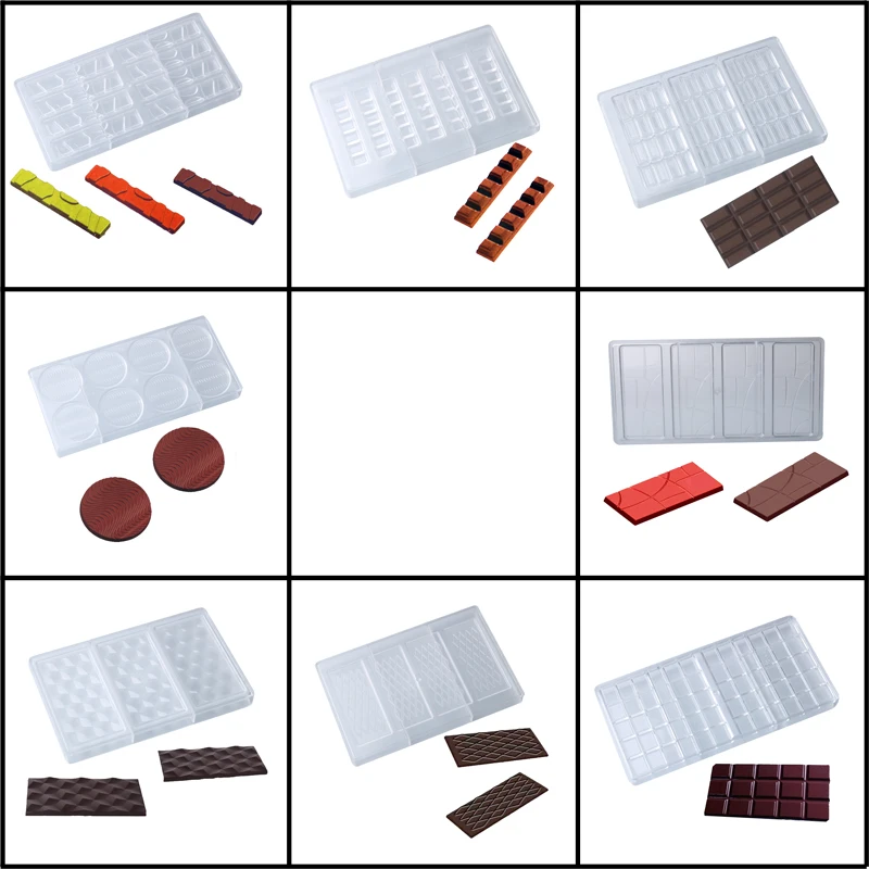

Meibum Polycarbonate Chocolate Mold Multiple Style Strip Blocky Line Texture Candy Dessert Mould Confectionery Decorate Pan