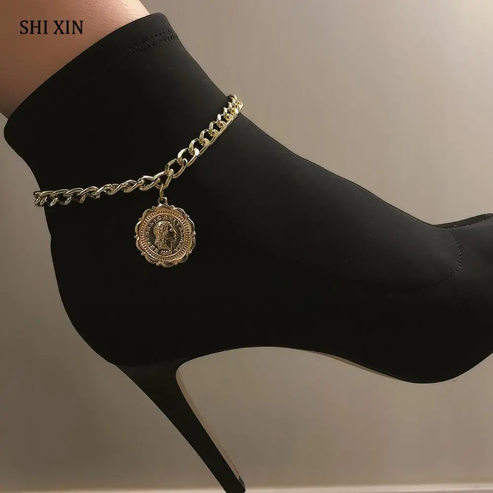 

SHIXIN Fashion Charms Simple Women Portrait Shoe Chain Anklet Bracelet Jewelry High Heels Boots Sandals Decoration Accessories