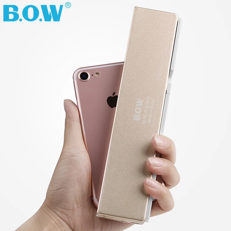 B.O.W Mini Folding Bluetooth Wireless Keyboard for Tablet &Smartphone,Aluminum Alloy Housing with stand, Portable & lightweight