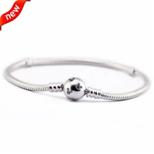 Подходит для европейского бренда DIY аксессуары ювелирные изделия 925 пробы серебряная застежка браслет змеиная цепь Шарм Браслеты для женщин FLB021