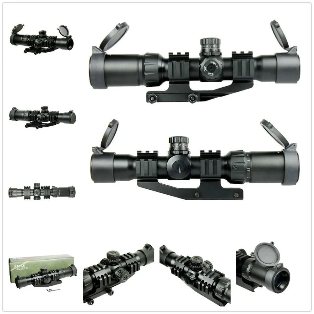 

1.5-4X30 Tactical Airsoft Shooting Rifle Scope With Tri-Illuminated Chevron Recticle & PEPR Mount for Hunting Firearm Gun Weapon