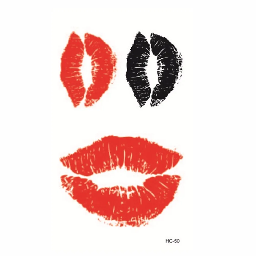 2 шт модные черные красные сексуальные Съемные поддельные татуировки поцелуй губы боди-арт макияж водонепроницаемые временные татуировки наклейки