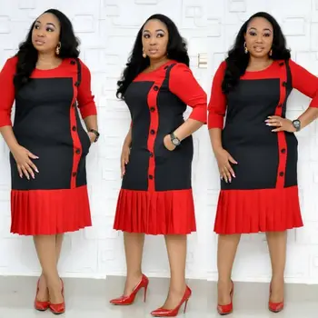 

2019 new arrival elegent style summer african women printing plus size polyester dress L-3XL