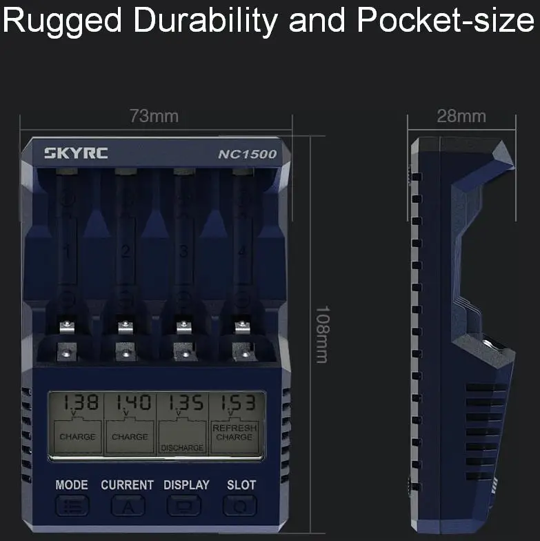 SKYRC NC1500 AA/AAA батарея Умный интеллектуальный 4 слота ЖК-дисплей Быстрая зарядка зарядное устройство NiMH батареи разряда