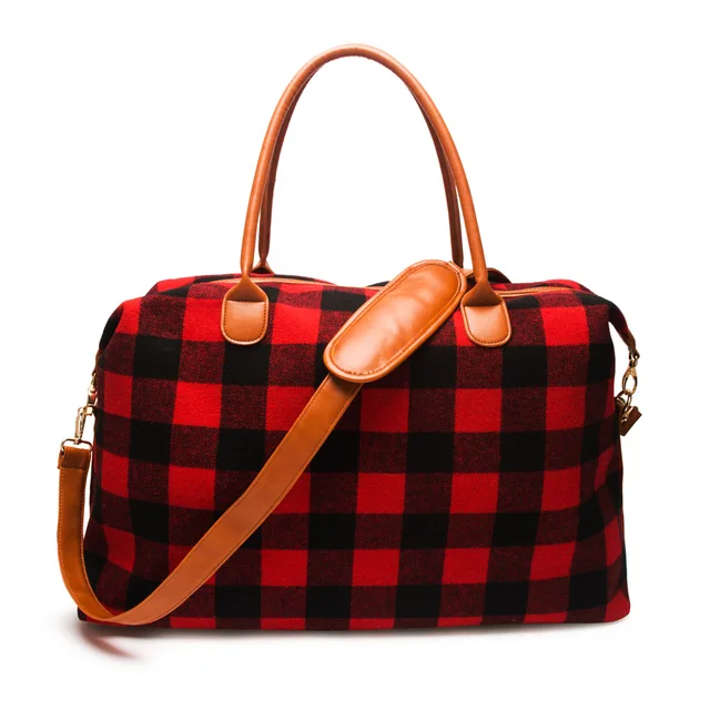 buffalo plaid duffle bag