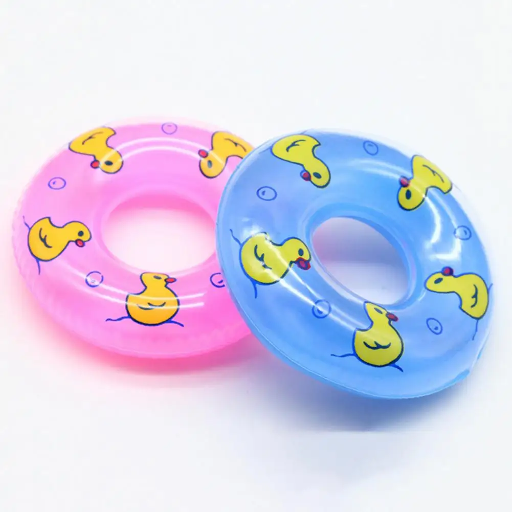

3Pcs/Set Cute Mini Doll Swimming Buoy Lifebuoy PVC Life Ring mini Baby Gift Duck Print Inflatable Buoy Girl Toy Doll Accessories
