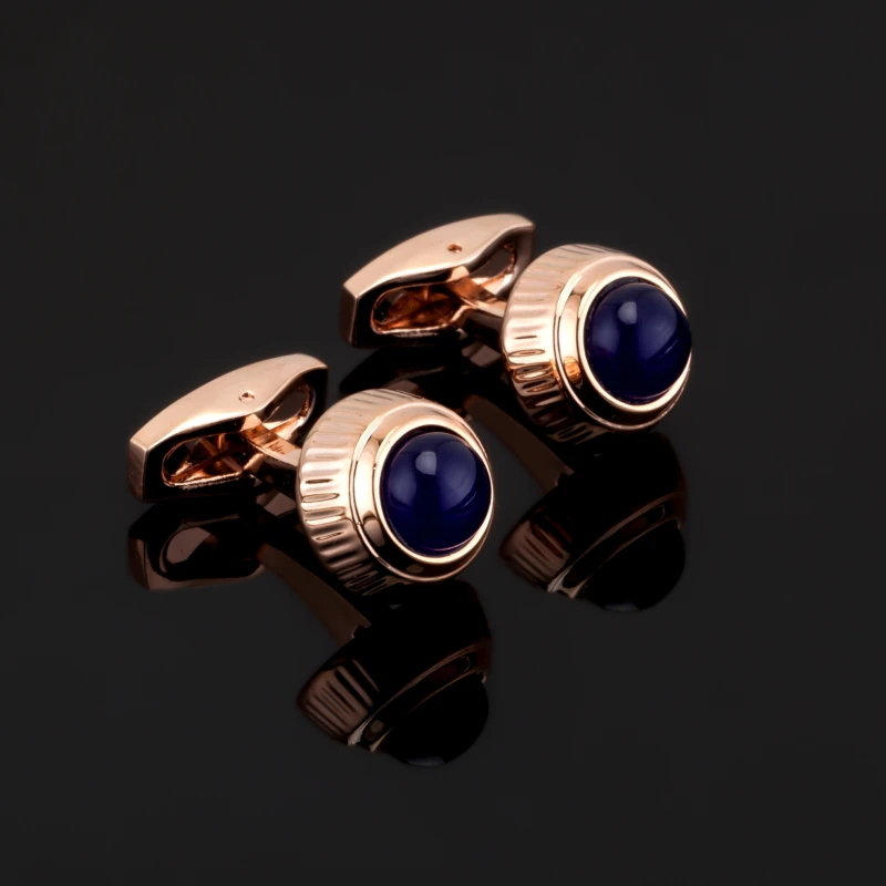 

Luxury Fashion top rose Gold Crystal Cuff Button Sea Blue Colour Hotsale Luxury Wedding Style Cufflinks abotoadura