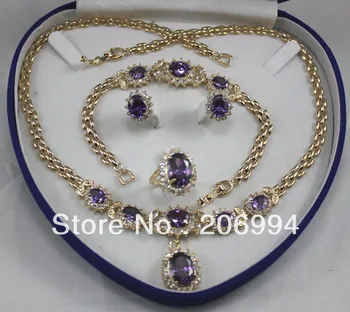 

Popular zircon diamante Necklace pendant bracelet ring fashion jewelry set #29