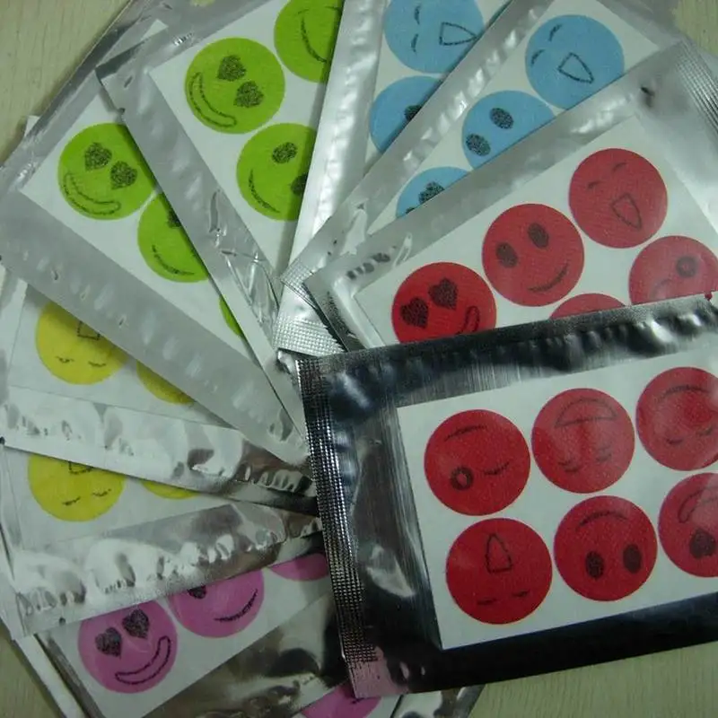 60 Pz/Set Adesivi Repellenti Per Zanzare Patch Sorridente Face Drive Midge Citronella Oil Mosquito Killer Cartoon Repeller Stick