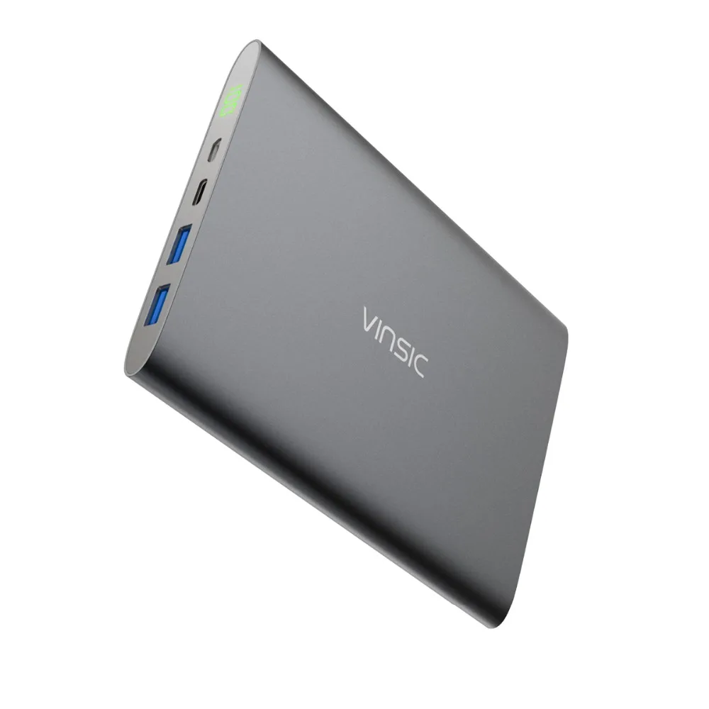 Vinsic 20000 mAh power Bank Dual usb type C 5 V 3A светодиодный дисплей Внешняя батарея зарядное