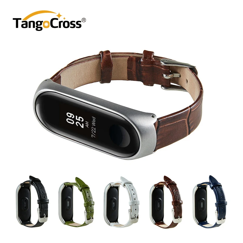 Metal Case Genuine Leather Wrist Strap For Xiaomi Mi Band 3 Strap Miband 3 Bracelet Smart Wristband of Mi Band 3 Correas 5 Color (2)