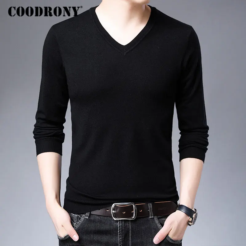 

COODRONY Brand Sweater Men Casual V-Neck Knitwear Pull Homme Warm Cotton Wool Pullover Men Autumn Winter New Mens Sweaters 91037