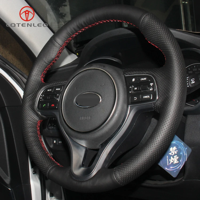 LQTENLEO черный PU искусственная кожа Чехол рулевого колеса автомобиля для Kia K5 Optima- Sportage KX5- Niro