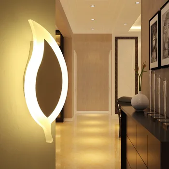 

Simple Bedroom Bedside LED Wall Lamp Creative Aisle Lamp Living Room Leaf Acrylic Lamp Children Room Light Free Shipping